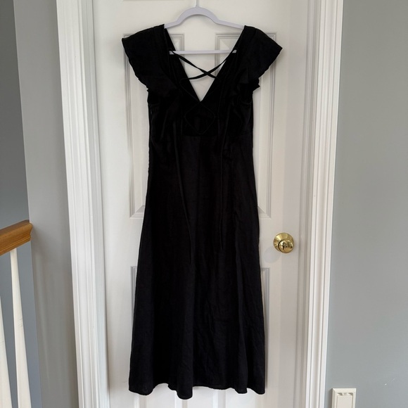 Rails Constance Linen Midi Dress Size Medium In Black - Picture 4 of 15